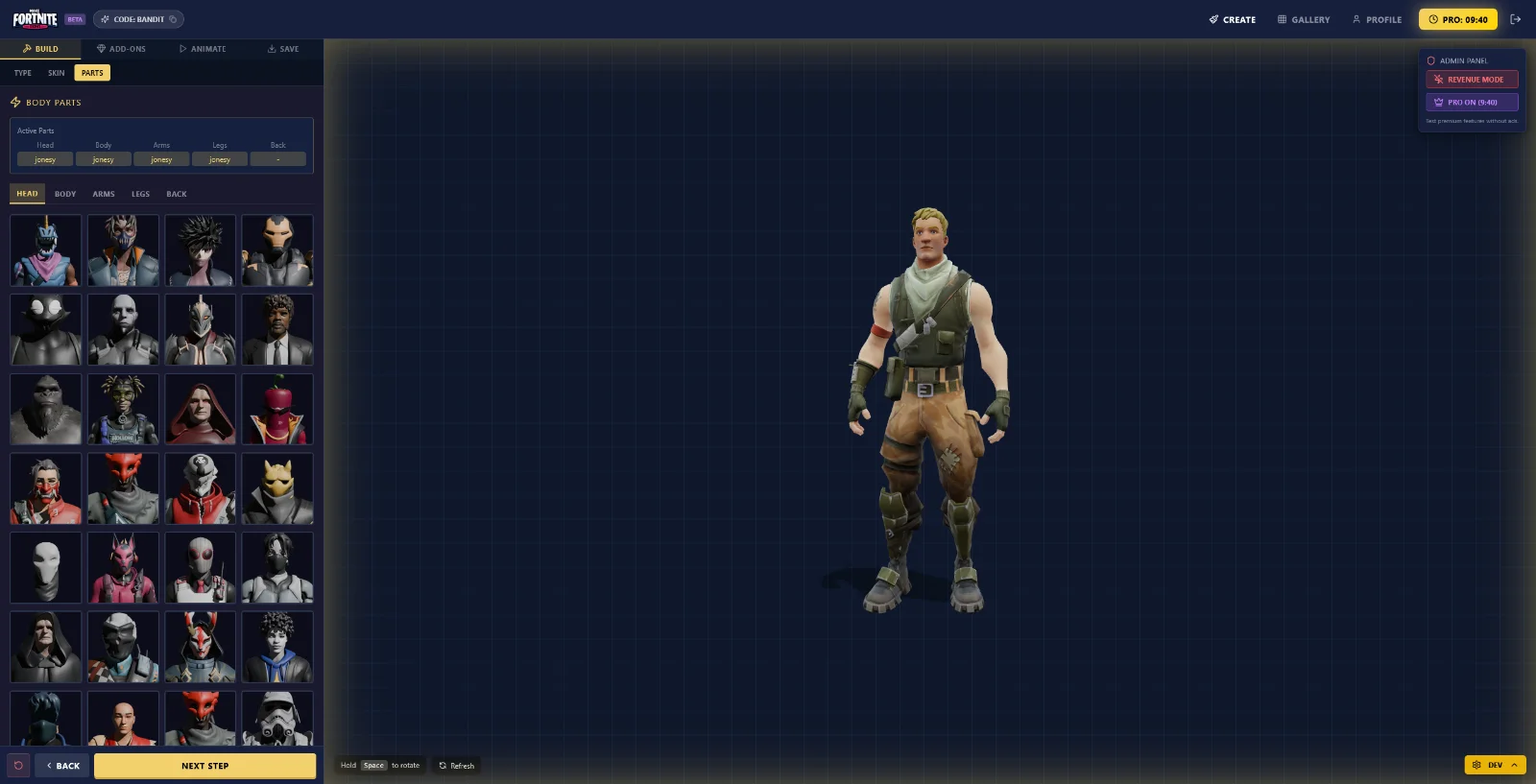 Make Fortnite Skins — 3D character builder